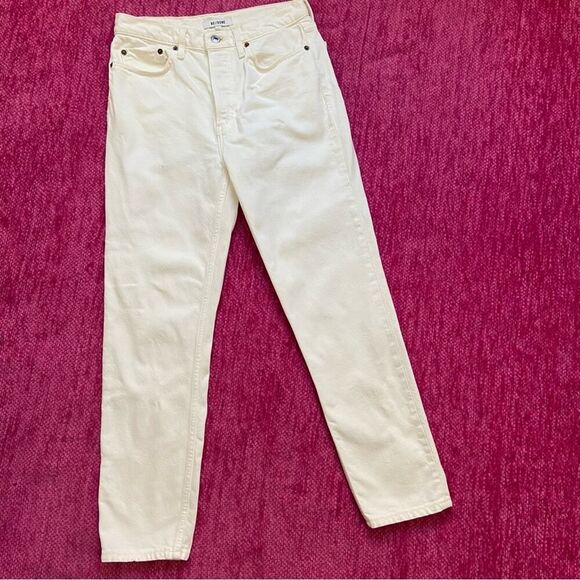 Re/Done 90’s High Rise Ankle Crop Jeans Vintage White Size 26 - Picture 2 of 14